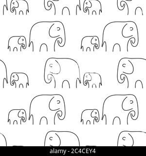Motif sans couture avec la mère éléphant et son bébé Illustration de Vecteur