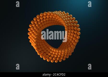 Résumé Impossible Orange Balls boucle forme cercle Cross Cap sur fond noir. Rendu 3d