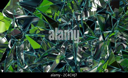 3d abstraite émeraude fond de cristal vert, verre à facettes. Rendu 3D Banque D'Images