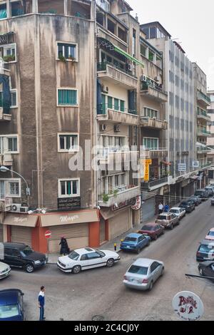 La rue Hamra, Beyrouth, Liban Banque D'Images