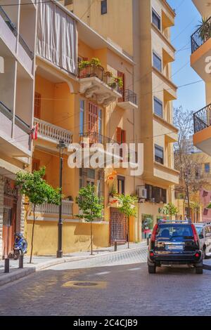 Maison d'époque, rue dans la vieille ville, Beyrouth, Liban Banque D'Images