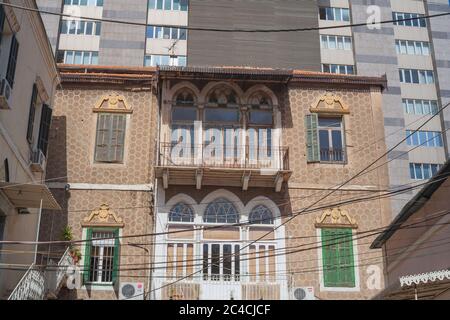 Maison d'époque, rue dans la vieille ville, Beyrouth, Liban Banque D'Images