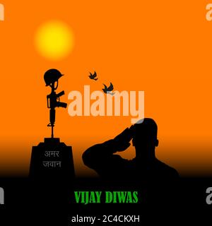 Illustration vectorielle de Kargil Vijay Diwas, bannière ou poster.Commemoration jours. Jour du martyr. Affiche pour saluer l'armée indienne, amar jyoti, amar jawan. Illustration de Vecteur