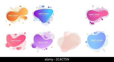 Moderne liquide abstrait élément graphique dégradé style plat design fluide vecteur coloré jeu d'illustrations Illustration de Vecteur