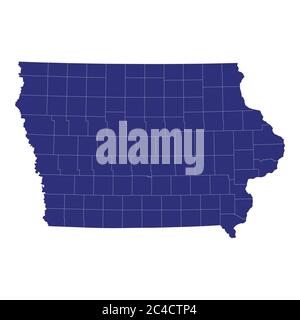 Carte de haute qualité de l'Iowa est un état des États-Unis d'Amérique avec des frontières des comtés Illustration de Vecteur