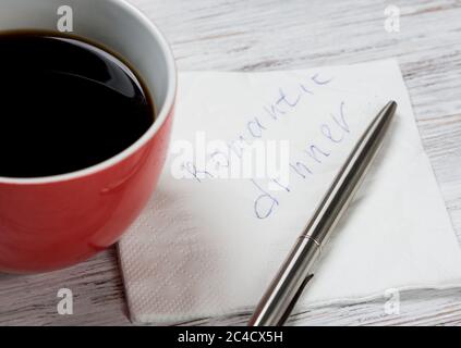 Message écrit sur nappes Banque D'Images