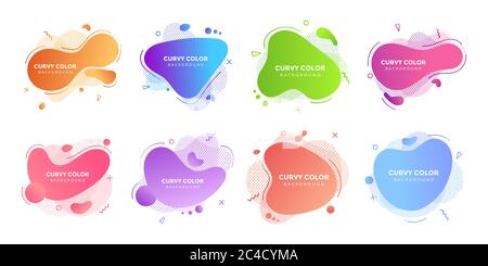 Moderne liquide abstrait élément graphique dégradé style plat design fluide vecteur coloré jeu d'illustrations Illustration de Vecteur