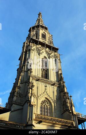 La cathédrale de Berne est une cathédrale réformée suisse (ou cathédrale) de la vieille ville de Berne, en Suisse. Construit dans le style gothique, il est le plus haut cathed Banque D'Images