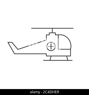 Icône de ligne d'hélicoptère d'urgence. Ambulance aérienne pour les malades et les blessés. Symbole de transport de l'équipe de recherche et sauvetage. Contour noir sur blanc Illustration de Vecteur