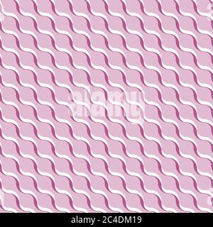 Arrière-plan ondulé de style 3D rose abstrait. Motif vectoriel sans couture. Illustration de Vecteur