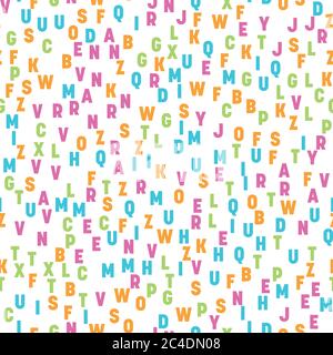 Motif de lettres colorées sans couture. Affiches d'ordre aléatoire. Arrière-plan vectoriel. Illustration de Vecteur