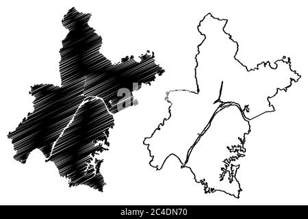 Wuhan (République populaire de Chine, province de Hubei) carte illustration vectorielle, scribble plan de la ville de Wuhan Illustration de Vecteur