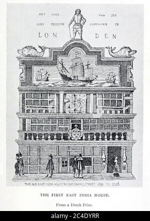 La première Maison de l'Inde orientale à Leadenhall Street, Londres, de 1648 à 1726. Banque D'Images