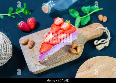 Tranche de gâteau fruitée Banque D'Images