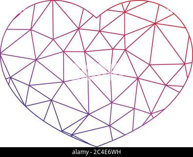 Coeur en poly-net bas. Symbole de l'amour et de la Saint-Valentin. Illustration vectorielle. Illustration de Vecteur