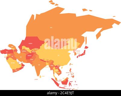 Carte politique infographique vectorielle très simplifiée de l'Asie. Illustration de Vecteur