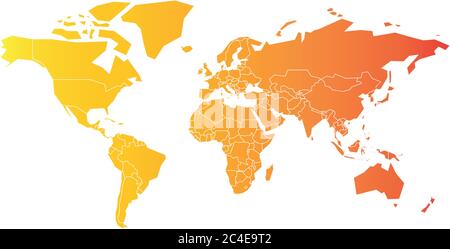 Carte multicolore du monde. Carte politique simplifiée avec frontières nationales. Terres de gradient multicolores. Illustration de Vecteur
