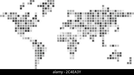 Carte du monde mosaïque grise de petits carrés. Illustration vectorielle. Illustration de Vecteur