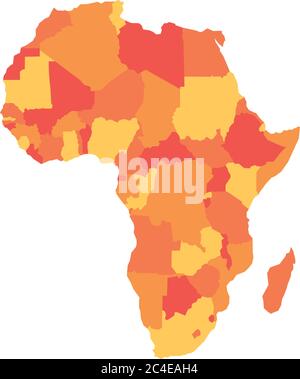 Carte politique orange de l'Afrique. Illustration vectorielle. Illustration de Vecteur