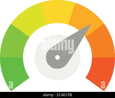 Échelle radiale de la jauge allant du rouge au vert avec le pointeur à ...