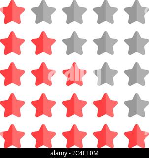 ensemble de 5 étoiles. Formes arrondies simples en gris et rouge. Illustration de Vecteur