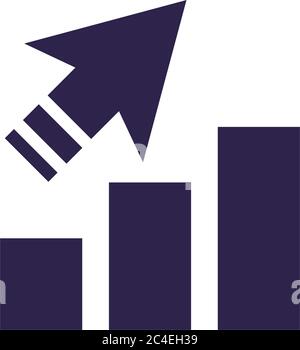 barres statistiques avec flèche style silhouette dessin d'illustration vectoriel Illustration de Vecteur