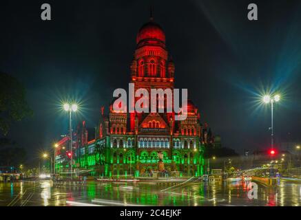 Mumbai Municipal Corporation Siège social, Bâtiment du patrimoine mondial lors de la célébration de l'indépendance 15 août 2019 avec fort, Mumbai, Inde Banque D'Images