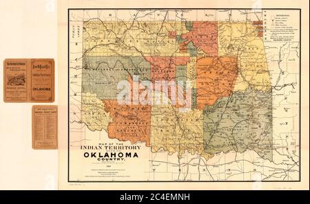 Carte du territoire indien montrant l'Oklahoma Country, Rand, McNally & Co., 1889 Banque D'Images