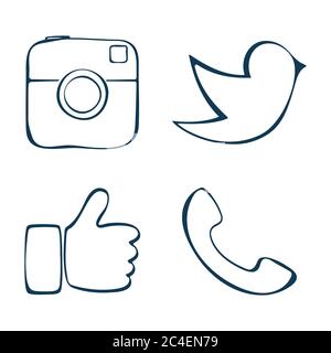 Icônes abstraites des réseaux sociaux. Illustration vectorielle Doodle. Illustration de Vecteur