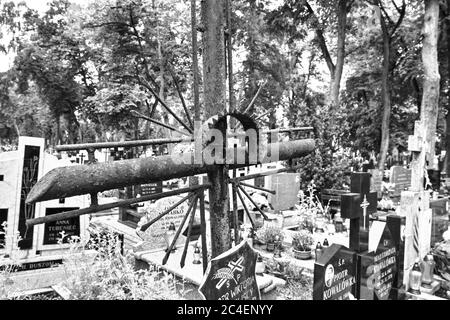 Cimetière municipal d'Orneta, Warmia, un territoire historique de la Voïvodie de Warmian-Masurien. Banque D'Images