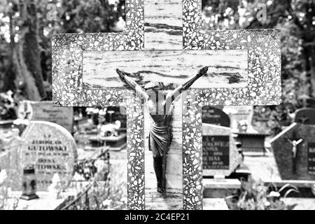 Cimetière municipal d'Orneta, Warmia, un territoire historique de la Voïvodie de Warmian-Masurien. Banque D'Images