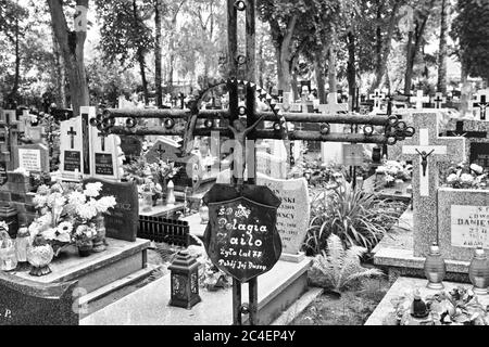 Cimetière municipal d'Orneta, Warmia, un territoire historique de la Voïvodie de Warmian-Masurien. Banque D'Images