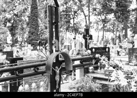 Cimetière municipal d'Orneta, Warmia, un territoire historique de la Voïvodie de Warmian-Masurien. Banque D'Images