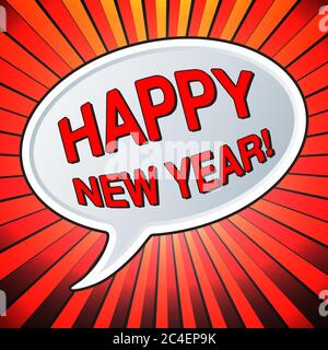 Bonne année. Style de bande dessinée rétro à bulles de discours. Illustration vectorielle pop art. Illustration de Vecteur