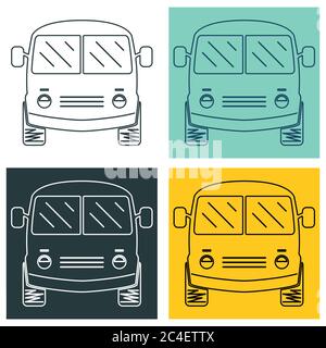 Ensemble de lignes de bus mini. Illustration vectorielle. Illustration de Vecteur