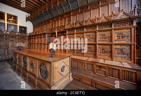 Salle de la paix dans la mairie, Traité de Westphalie, intérieur tourné dans la mairie historique de Muenster, Rhénanie-du-Nord-Westphalie, Allemagne Banque D'Images