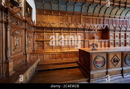 Salle de la paix dans la mairie, Traité de Westphalie, intérieur tourné dans la mairie historique de Muenster, Rhénanie-du-Nord-Westphalie, Allemagne Banque D'Images