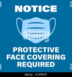 couverture de protection bleue du visage signe requis avec illustration vectorielle du symbole de masque Illustration de Vecteur