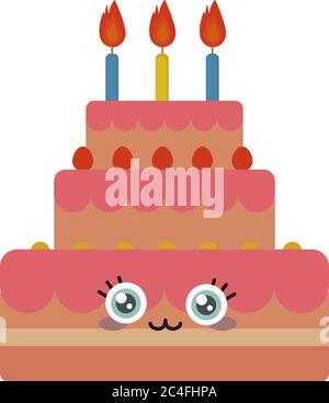 Gâteau d'anniversaire, illustration, vecteur sur fond blanc Illustration de Vecteur