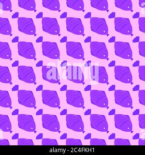 Motif poissons, motif sans couture sur fond violet. Illustration de Vecteur