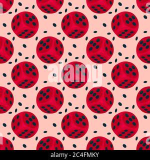 Motif de dés, motif sans couture sur fond rouge. Illustration de Vecteur