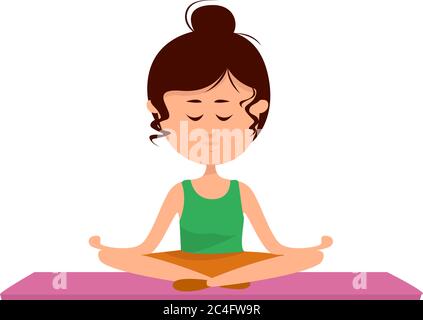 Fille sur méditation, illustration, vecteur sur fond blanc Illustration de Vecteur