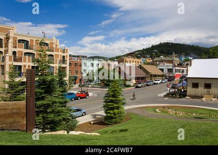 Parc dans le centre-ville de Park City, Utah, États-Unis, Amérique du Nord Banque D'Images