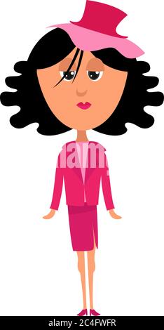Fille en costume rose, illustration, vecteur sur fond blanc Illustration de Vecteur