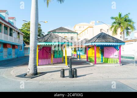 Marché vide à Philipsburg sur l'île de St.maarten, en raison du virus corona qui a forcé l'île à fermer. Banque D'Images