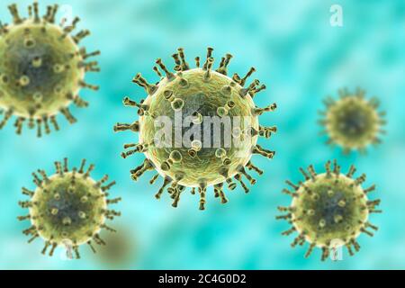Illustration d'ordinateur d'un virus varicelle-zona particule, la cause de la varicelle et le zona. Virus varicelle-zona est également connu sous le nom de virus de l'herpès humain de type 3 (HHV-3). Banque D'Images