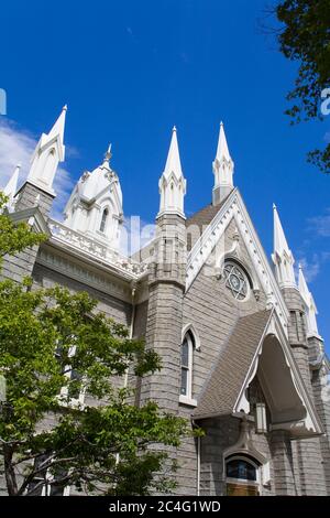 Assembly Hall sur Temple Square, Salt Lake City, Utah, États-Unis, Amérique du Nord Banque D'Images