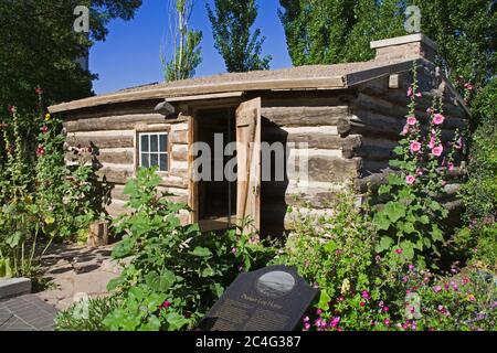 Maison en rondins de Deuel sur Temple Square, Salt Lake City, Utah, États-Unis, Amérique du Nord Banque D'Images