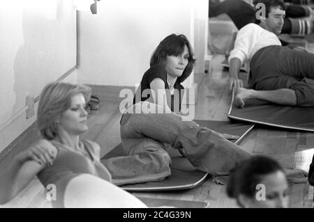 L'actrice Kate Jackson de Charlie's Angeles à l'entraînement de Jane Fonda à Beverly Hills, CA, 1980 Banque D'Images