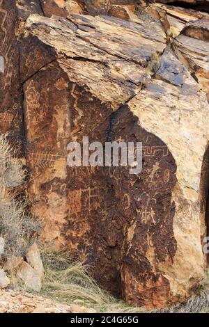 Pétroglyphes, Parowan Gap, Iron County, Utah, États-Unis